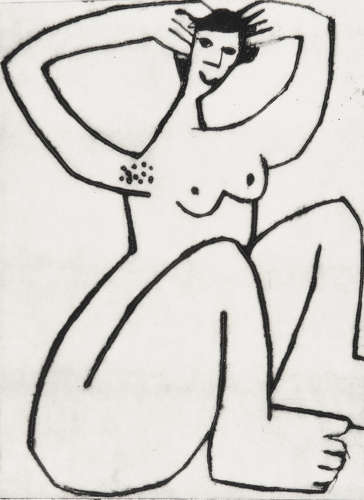Lady Plaiting her Hair