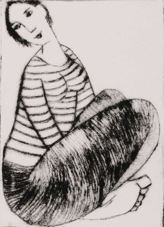 Lady with Striped T Shirt