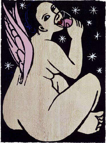 Angel Drinking Pink Champagne